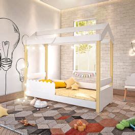 Cama de Criança Infantil Montessoriana Solteiro Led Jhulia Grade