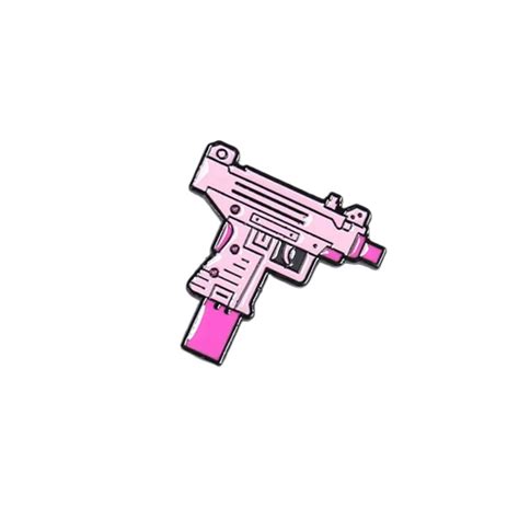 Pink Gun Cartoon Comic Character Enamel Pins