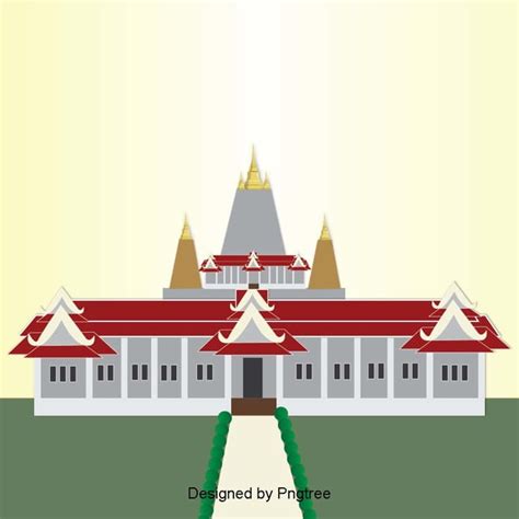 Desain Elemen Grand Palace Di Kuil Arsitektur Thailand Kartun Grand