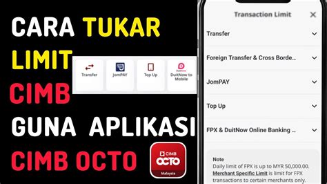 Cara Tukar Limit Cimb Guna Cimb Octo Youtube