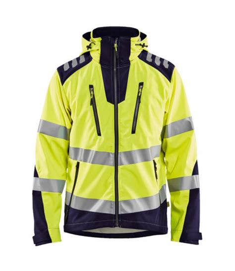 Veste Softshell haute visibilité Jaune fluo Marine Blaklader