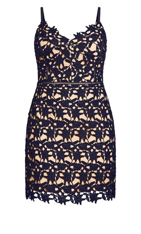 Evans Navy Nude Lace Bodycon Dress Evans