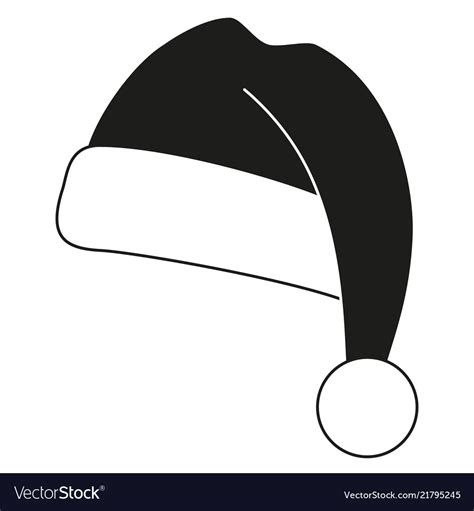 Black and white christmas hat silhouette Vector Image