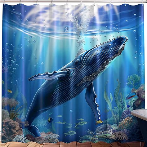 Humpback Whale Underwater World Shower Curtain Exotic Bathroom Decor