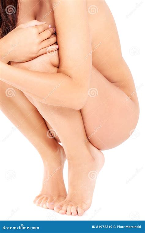 Nude Woman Squatting On The Floor Stock Image Image Of Clean Bodycare 81972319