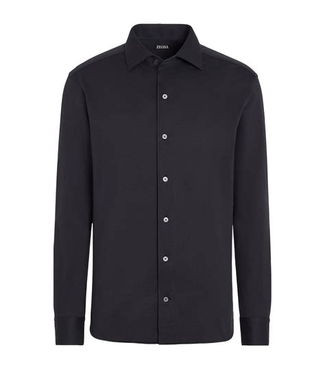 Zegna Blue Cotton Silk Shirt Harrods Uk