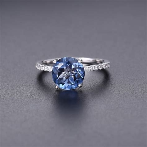 Pave Engagement Ring Mystic Blue Quartz D Carats