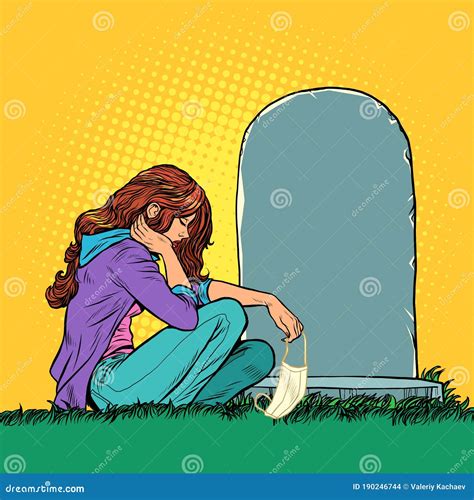 Grieving Man At The Grave. Set Of Illustrations | CartoonDealer.com