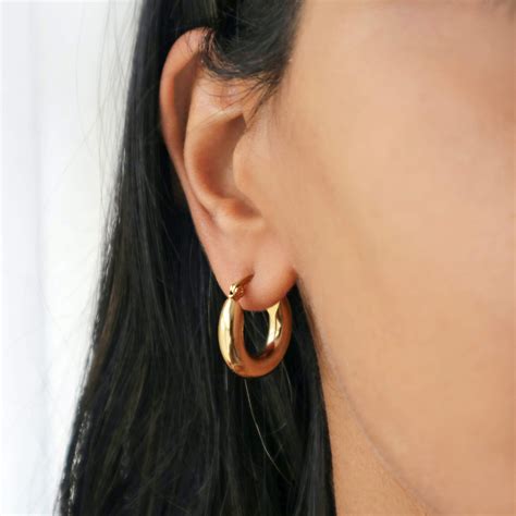 Small Gold Chunky Hoop Earrings Waterproof | Rani & Co.