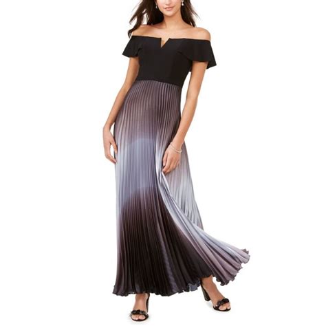 Betsy And Adam Womens Pleated Gown Off Shoulder Dress … Gem