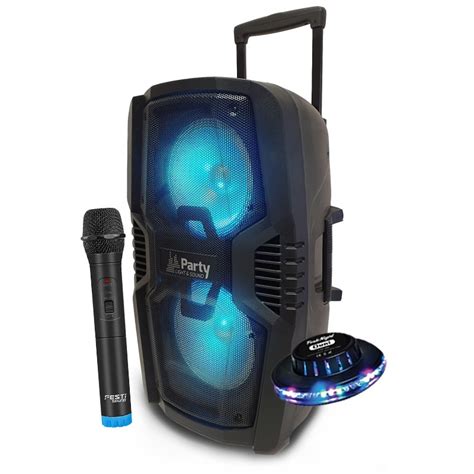 Enceinte Sono DJ PARTY 210LED Autonome 2x10 600W BT USB SD