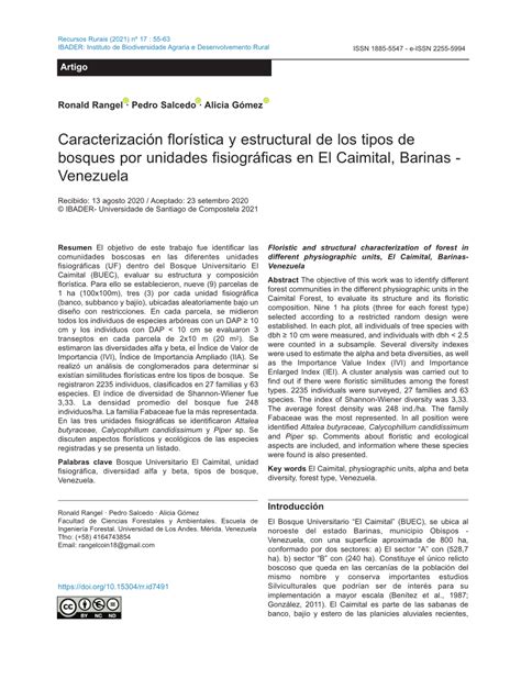 PDF Caracterización florística y estructural de los tipos de bosques