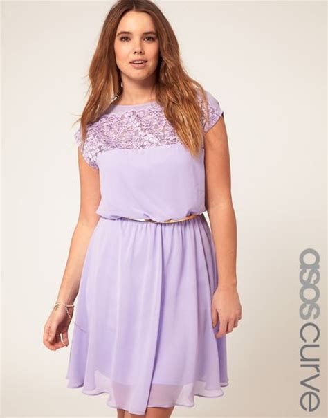 Asos Asos Curve Skater Dress With Daisy Lace In Purple Lilac Lyst