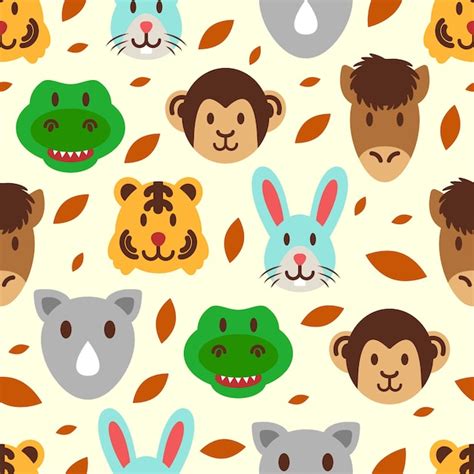 Premium Vector Cute Wild Animal Seamless Pattern