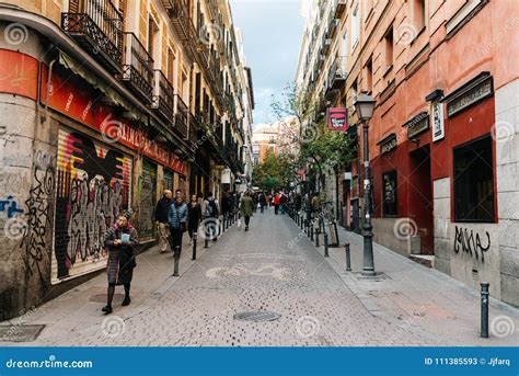 Street Scene in Malasana District in Madrid Editorial Stock Photo ...