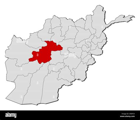 Political Map Of Afghanistan With The Several Provinces Where Ghor Is