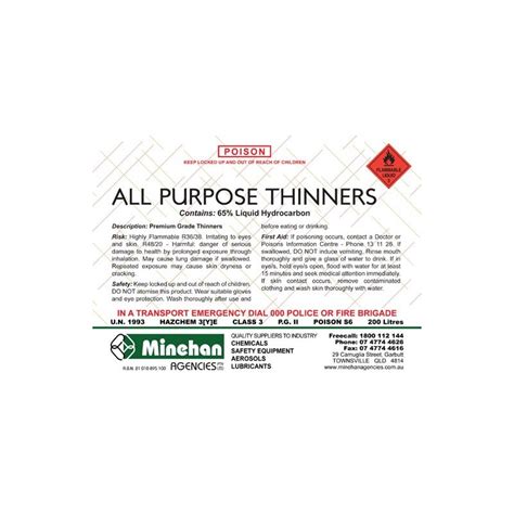 Thinners L All Purpose Minehan Agencies Pty Ltd