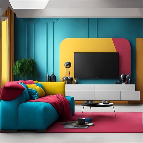 Premium AI Image | A colorful living room with a contemporary ...