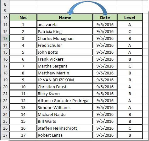 How to reorder position of columns in table in Excel?