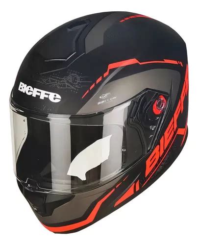 Casco De Moto Bieffe B12 Naked Cerrado Negro Mate Rojo Talla 60