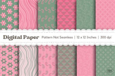 Pink Flowers Digital Paper Pattern Pack Graphic By Heyv Studio