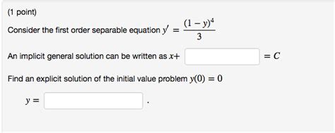 Solved Consider The First Order Separable Equation Y Chegg