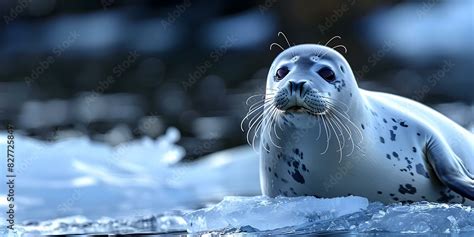 High-Quality Photo of Harp Seal Pup on Melting Ice Background. Concept Harp Seal Pup, Melting ...