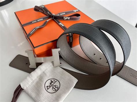 Auth Hermes Mm Reversible Etain Black Belt Kit Silv Gem