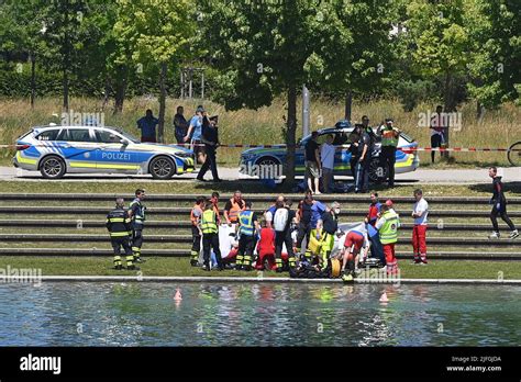 Schwimmunfall Großeinsatz Rettungseinsatz am Riemer See am 3 Juli