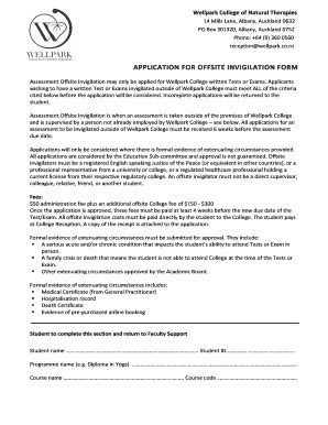 Fillable Online Wellpark Co Application For Offsite Invigilation Form