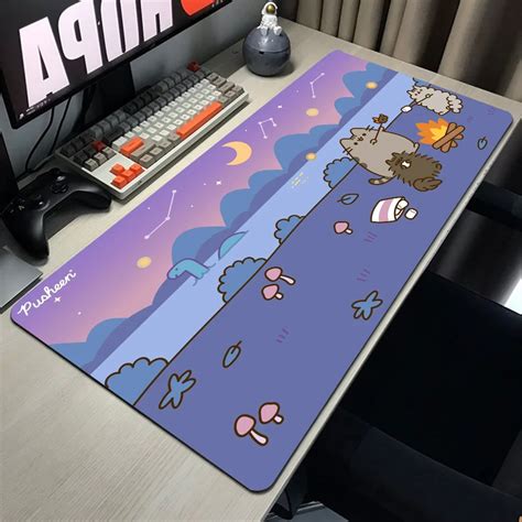 Bonito Pusheen Cats Mouse Pad Hd Desk Pad Estendido Gaming Keyboard