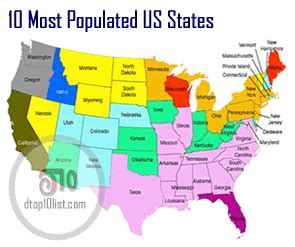 10 Most Populated States In Us Map Key Map