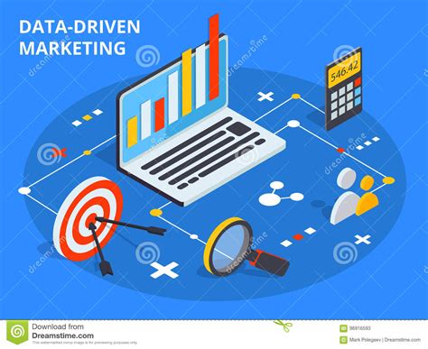 Concepto De Comercialización Conducido Datos En Diseño Isométrico El