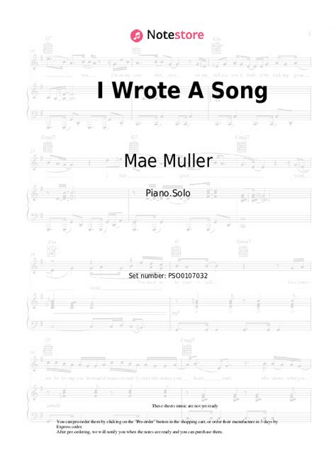 I Wrote A Song Piano Sheet Music Mae Muller In Note Store Piano