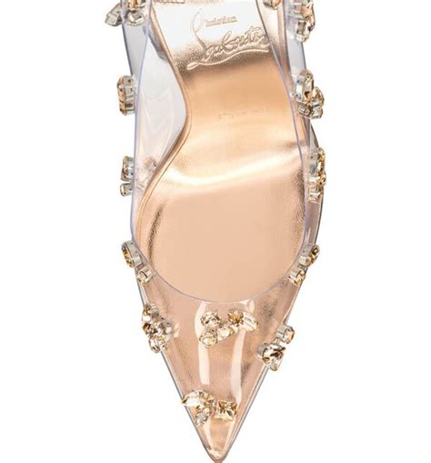 Christian Louboutin Degraqueen Clear Pointed Toe Pump Leche