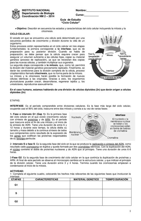 2 Biología Guía de Mitosis y Meiosis Guía de Estudio