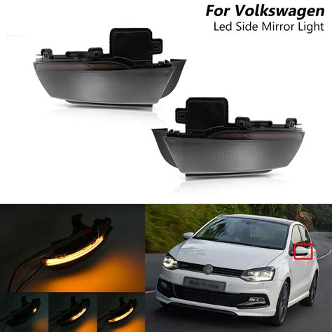 Smoked Dynamic Led Side Mirror Light Indicator For Vw Polo Mk R