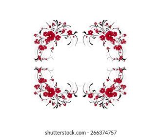 Red Black Floral Design Elements Decoration Stock Illustration ...