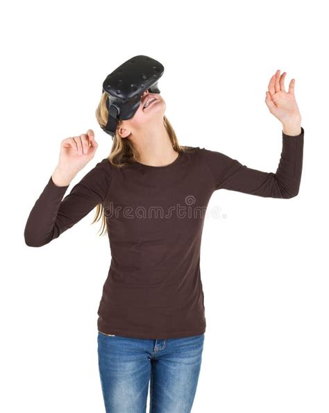 Blonde Girl Using VR Virtual Reality Headset Stock Photo Image Of Girl Person