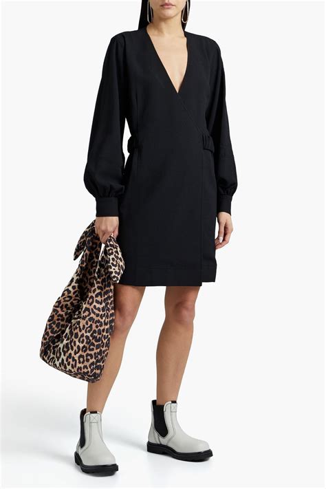 Ganni Crepe Mini Wrap Dress The Outnet