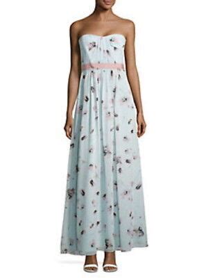 NEW BCBG MAX AZRIA PEARL BLUE COMBO AMBER FLORAL PRINT DRESS FGZ60M26