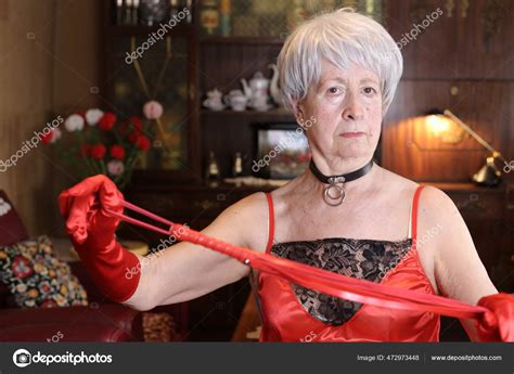 Close Portrait Mature Woman Red Lingerie Whip Home Stock Photo Albejor2002 Hotmail