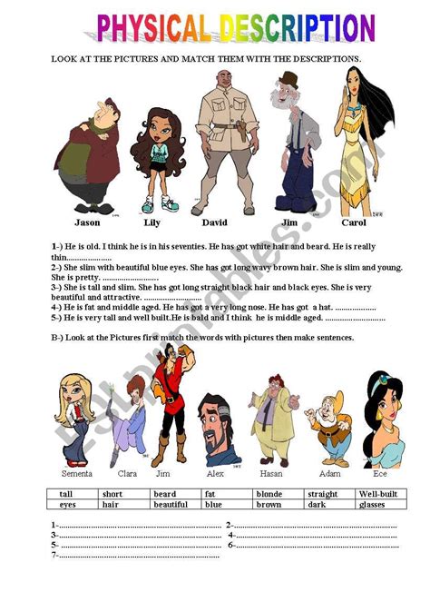 Physical Description ESL Worksheet By Marsuplami