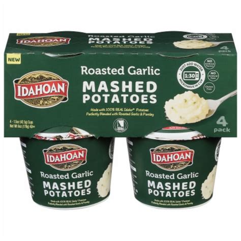 Idahoan® Roasted Garlic Mashed Potatoes Cups 4 Ct 15 Oz Smiths Food And Drug