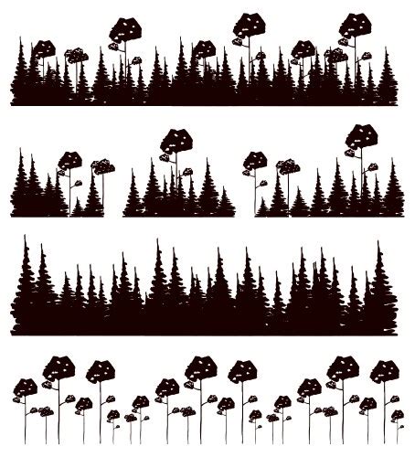 Forest Horizon Banners Pine Trees Backgrounds Vector Image