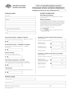 Fillable Online Ato Gov This Is An Amended Employee Summary Ato Gov