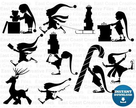 Elf Svg Bundle Christmas Svg Elf Silhouettes Christmas Png Etsy