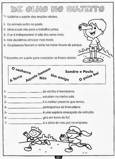 Atividades Sujeito E Predicado 4 Ano - Atividades para imprimir de Sujeito e Predicado - Formando Alunos