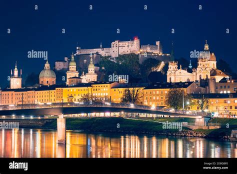 Salzburg City Evening View Cathedral Old Town Altstadt Hohensalzburg