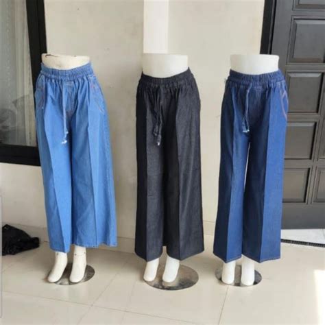 Jual Celana Kulot Jeans Panjang Dewasa Soft Jeans Uk Standar Jumbo